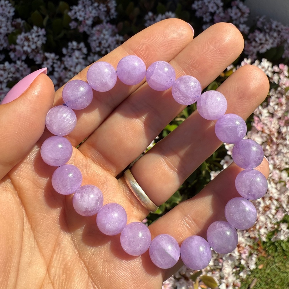 Lavender Jade Beaded Stretch Bracelet - Women Jewelry